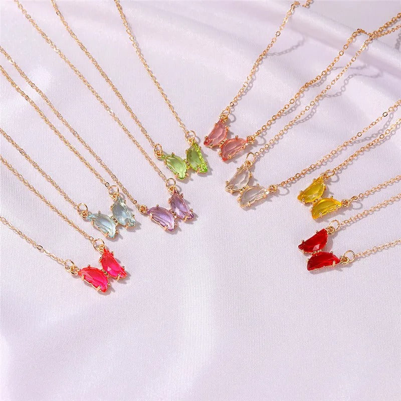 Glamorous Zircon Butterfly Pendant Necklace